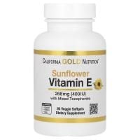 Картинка Соняшниковий вітамін Е зі змішаними токоферолами California Gold Nutrition Sunflower Vitamin E with Mixed Tocopherols 400 IU 90 softgels від інтернет-магазину спортивного харчування PowerWay