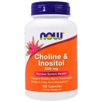 Картинка Холін і інозитол, Choline Inositol, Now Foods, 500 мг, 100 капс. від інтернет-магазину спортивного харчування PowerWay