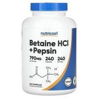 Картинка Бетаїн гідрохлорид з пепсином Nutricost Betaine HCL + Pepsin 240 капсул від інтернет-магазину спортивного харчування PowerWay