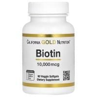 Картинка Біотин California Gold Nutrition Biotin 10000 мкг 90 капсул від інтернет-магазину спортивного харчування PowerWay