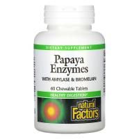 Картинка Ферменти папаї з амілазою і бромелаїном, Papaya Enzymes,Natural Factors   від інтернет-магазину спортивного харчування PowerWay