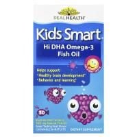 Картинка Омега-3 для дітей Real Health Kids Smart Hi DHA-Omega 3 Fish Oil 30 жувальних капсул зі смаком фруктів від інтернет-магазину спортивного харчування PowerWay