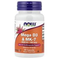 Картинка Вітамін Д3 та К2 Now Foods Mega D3 & MK7 5000 IU / 180 mcg від інтернет-магазину спортивного харчування PowerWay