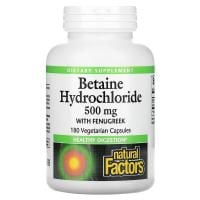 Картинка Бетаїн HCL, з пажитником, Natural Factors, Betaine Hydrochloride with Fenugreek, 500 мг від інтернет-магазину спортивного харчування PowerWay
