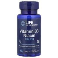 Картинка Vitamin B3 Niacin Life Extension, 500 mg, 100 капсул від інтернет-магазину спортивного харчування PowerWay