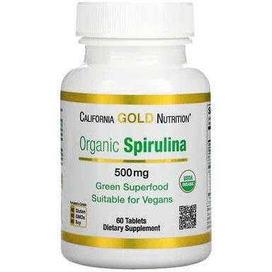 Картинка Спіруліна, California Gold Nutrition, Organic Spirulina  500 мг, 60 табоеток від інтернет-магазину спортивного харчування PowerWay