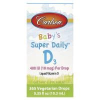 Картинка Вітамін Д3 для дітей Carlson Baby's Super Daily D3 400 IU 10.3 мл (365 порцій) від інтернет-магазину спортивного харчування PowerWay