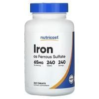 Картинка Залізо Nutricost Iron as Ferrous Sulfate 65 мг 240 таблеток від інтернет-магазину спортивного харчування PowerWay