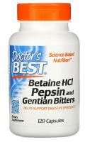 Бетаїн гідрохлорид з пепсином і тирличем Doctor's Best Betaine HCL Pepsin & Gentian Bitters