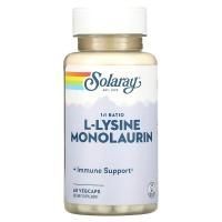 Картинка L-лізин і монолаурин Solaray L-Lysine Monolaurin 1:1 Ratio 60 капсул від інтернет-магазину спортивного харчування PowerWay