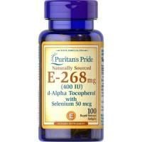 Картинка Вітамін Е із селеном Puritan's Pride Natural Vitamin E with Selenium 400 IU 100 капсул від інтернет-магазину спортивного харчування PowerWay