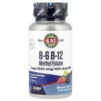 Картинка Вітаміни B6+B12 та метилфолат KAL B-6 B-12 Methyl Folate 60 мікротаблеток зі смаком ягід від інтернет-магазину спортивного харчування PowerWay