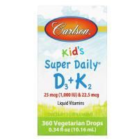 Картинка Вітамін Д3 + К2 для дітей Carlson Super Daily D3 + K2 10.16 мл  від інтернет-магазину спортивного харчування PowerWay