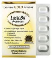 Картинка Пробіотики LactoBif, Probiotics, California Gold Nutrition, 30 Млрд КОЕ, 60 капсул від інтернет-магазину спортивного харчування PowerWay