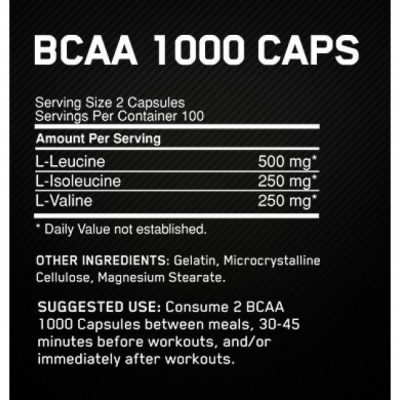 Картинка Амінокислоти в капсулах Optimum Nutrition BCAA 1000 від інтернет-магазину спортивного харчування PowerWay