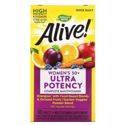 Картинка Мультивітаміни Для Жінок, Alive! Once Daily, Women's 50+ Multi-Vitamin, Nature's Way від інтернет-магазину спортивного харчування PowerWay