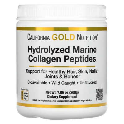 Картинка Морський колаген, гідролізовані пептиди, Hydrolyzed Marine Collagen Peptides, California Gold Nutrition від інтернет-магазину спортивного харчування PowerWay