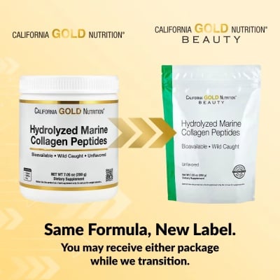 Картинка Морський колаген, гідролізовані пептиди, Hydrolyzed Marine Collagen Peptides, California Gold Nutrition від інтернет-магазину спортивного харчування PowerWay