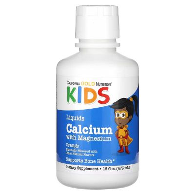 Картинка Рідкий кальцій з магнієм для дітей California Gold Nutrition Liquids Calcium with Magnesium 473 мл зі смаком апельсину від інтернет-магазину спортивного харчування PowerWay
