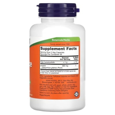 Картинка Корінь солодки Now Foods Licorice Root 450 мг 100 капсул від інтернет-магазину спортивного харчування PowerWay