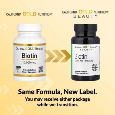 Картинка Біотин California Gold Nutrition Biotin 10000 мкг 90 softgels від інтернет-магазину спортивного харчування PowerWay
