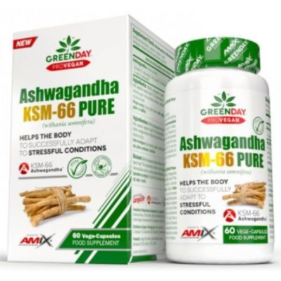 Картинка Ашваганда Green Day Ashwagandha KSM-66 Pure 60 капсул від інтернет-магазину спортивного харчування PowerWay