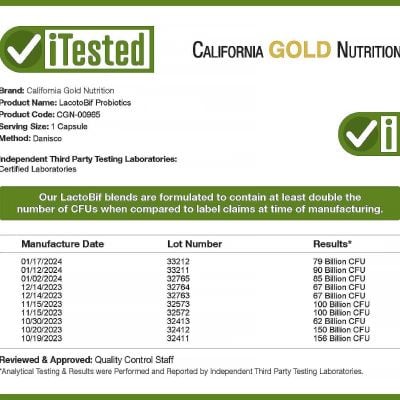 Картинка Пробіотики LactoBif, Probiotics, California Gold Nutrition від інтернет-магазину спортивного харчування PowerWay