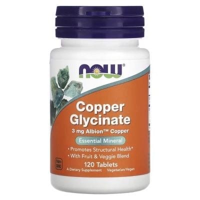 Картинка Мідь Now Foods Copper Glycinate 120 таблеток від інтернет-магазину спортивного харчування PowerWay
