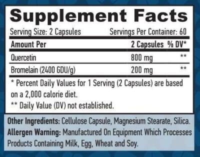 Картинка Кверцетин з бромелаїном Haya Labs Quercetin with Bromelain 120 капсул від інтернет-магазину спортивного харчування PowerWay