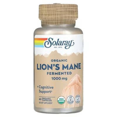 Картинка Їжовик Гребінчастий Solaray Lion's Mane 500 мг 60 капсул від інтернет-магазину спортивного харчування PowerWay