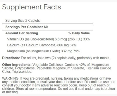 Картинка Комплекс Calcium Magnesium vitamin D3 Puritan's Pride- 120 caplet від інтернет-магазину спортивного харчування PowerWay