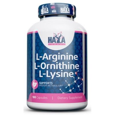 Картинка Амінокислоти Haya Labs L-Arginine L-Ornithine L-Lysine 100 капсул від інтернет-магазину спортивного харчування PowerWay