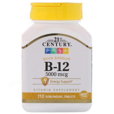 Картинка Вітамін B-12, 21st Century, 500 мкг, 110 таблеток від інтернет-магазину спортивного харчування PowerWay