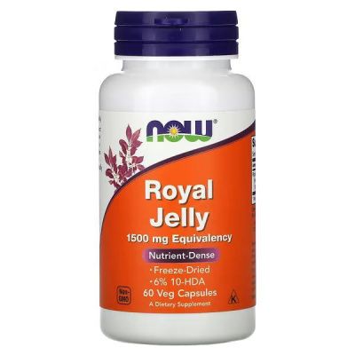 Картинка Маточне молочко Now Foods Royal Jelly 1500 мг 60 капсул від інтернет-магазину спортивного харчування PowerWay