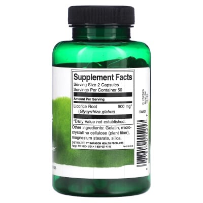 Картинка Корінь солодки Swanson Licorice Root 450 мг 100 капсул від інтернет-магазину спортивного харчування PowerWay