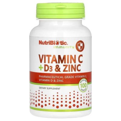 Картинка Вітамін С+Д3 з Цинком NutriBiotic Vitamin C+D3 and Zinc від інтернет-магазину спортивного харчування PowerWay