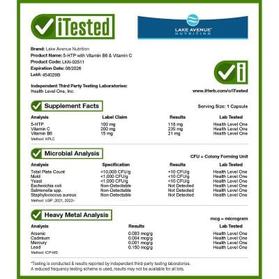 Картинка 5-HTP with Vitamin B6 & Vitamin C,Lake Avenue Nutrition (США) від інтернет-магазину спортивного харчування PowerWay