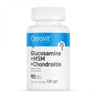 Картинка Хондропротектор OstroVit Glucosamine + MSM + Chondroitin 90 табл від інтернет-магазину спортивного харчування PowerWay